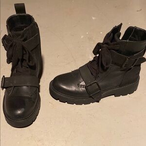 UGG Black Lace Up Boots with Rugged Sole